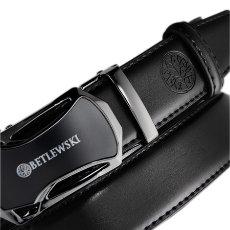 Skórzany pasek męski ELITE czarny 100-113-cm
