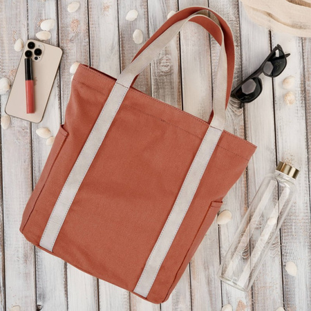 Torba damska na ramię shopper dua wegaska materiaowa pojemna pomaraczowa Paolo Peruzzi E-17-RU