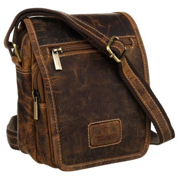 Torba męska skórzana na ramię Peterson z kieszonką brązowa