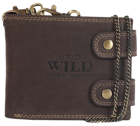 Portfel męski skórzany z RFID - Always Wild, brązowy, duży