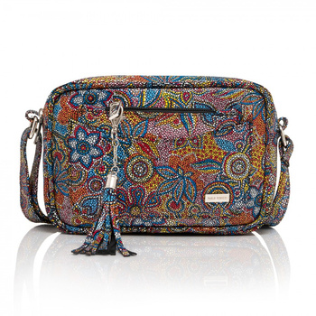 Torebka skórzana damska na ramię z kwiatowym printem Paolo Peruzzi