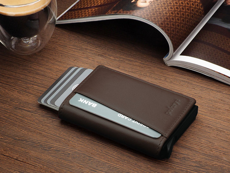 Portfel KANGOO wykonany z delikatnej skóry Italia brązowy