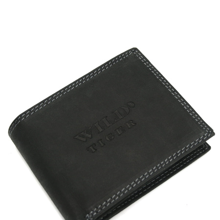 Portfel męski skóra nubuk Wild Tiger - czarny