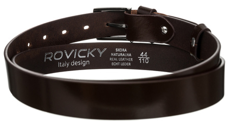 Wąski pasek męski z polerowanej skóry naturalnej licowej - Rovicky 100