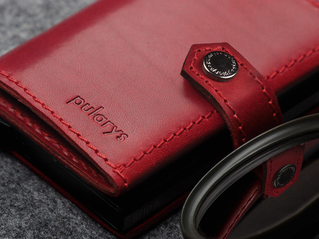 Portfel HIKER wykonany z roślinnie garbowanej skóry Nomad czerwony