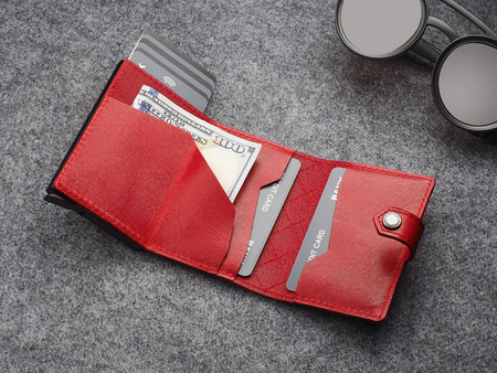 Portfel HIKER - CHIC Decor wykonany z garbowanej skóry Nomad czerowny