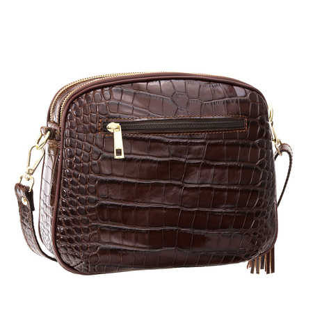 Listonoszka skórzana Canaletto z krokodylim wzorem i złotymi detalami