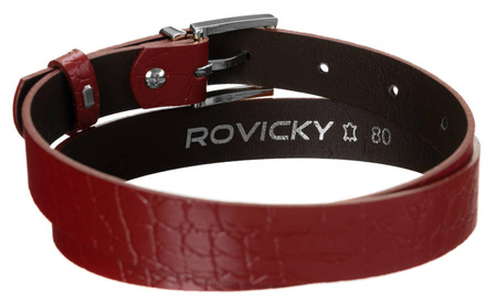 Ciekawy skórzany pasek damski ze srebrną klamrą, motyw zwierzęcy - Rovicky 80