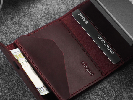 Portfel PORTER Go wykonany z woskowanej skóry Hunter wiśniowy