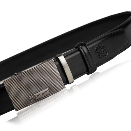 Skórzany pasek męski ELITE 115-cm czarny