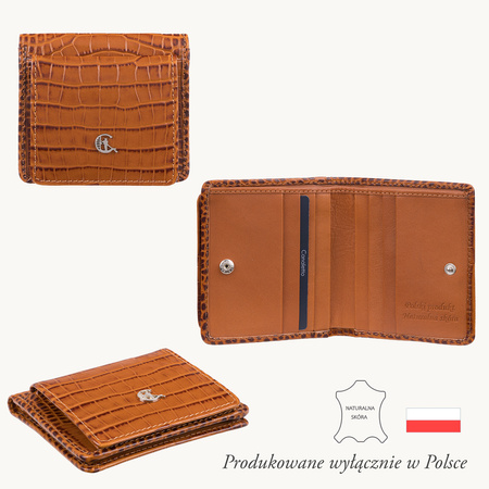 Portfel damski Canaletto koniak z krokodylim wzorem RFID elegancja i styl