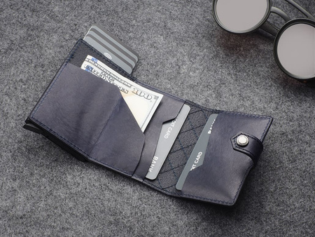 Portfel HIKER - CHIC Decor wykonany z garbowanej skóry Nomad granatowy