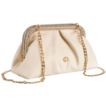 Kopertówka damska beżowa ze skóry ekologicznej na łańcuszku Rovicky