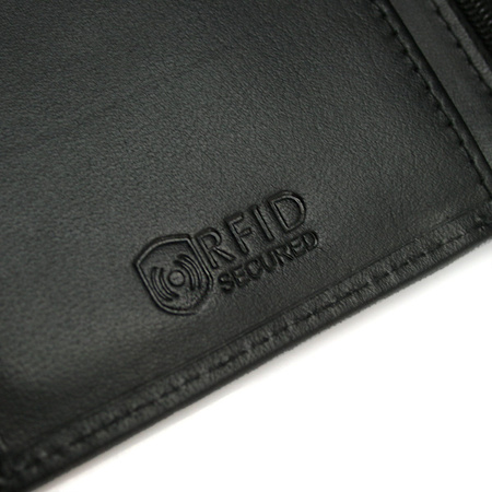 Skórzany portfel męski Bellugio RFID - czarny