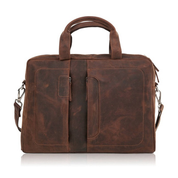 Torba skórzana męska na laptopa Paolo Peruzzi E-26 brązowa vintage