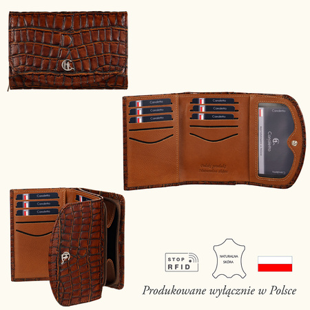 Portfel damski Canaletto skórzany croco z RFID - elegancja i bezpieczeństwo