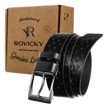 Skórzany pasek męski do garnituru klamra - Rovicky 105