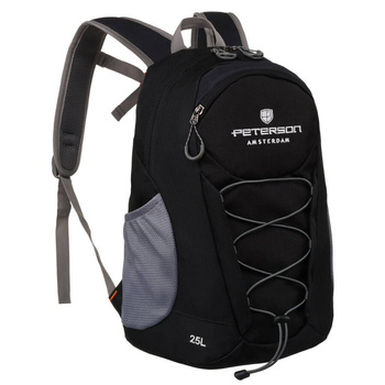 Lekki, czarny plecak na wycieczki z pasem piersiowym - Peterson