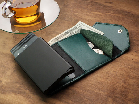 Portfel PORTER Go wykonany z miękkiej w dotyku skóry Italia zielony