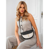 Listonoszka damska crossbody Peterson beżowo-czarna ze skóry i płótna
