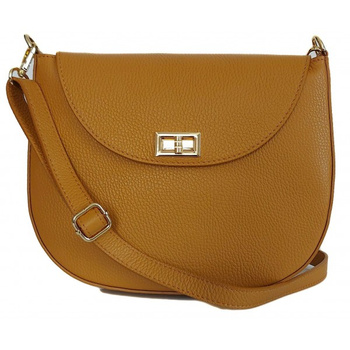 Listonoszka skórzana Vera Pelle Camel, złote okucia, made in Italy