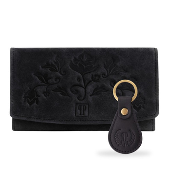 Zestaw prezentowy ZUP-99-BL portfel damski skórzany T-01-BL brelok do kluczy vintage T-85-BL