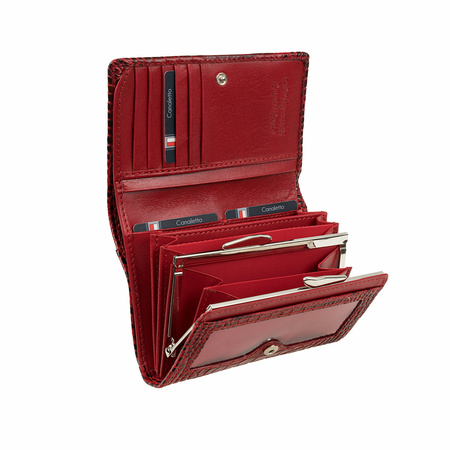 Portfel damski skórzany croco Canaletto w eleganckim bordo