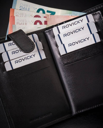 Stylowy, skórzany portfel męski bez zapięcia - Rovicky