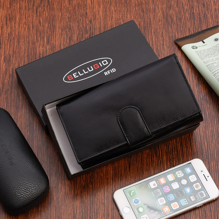 Dwustronny portfel damski skórzany - czarny