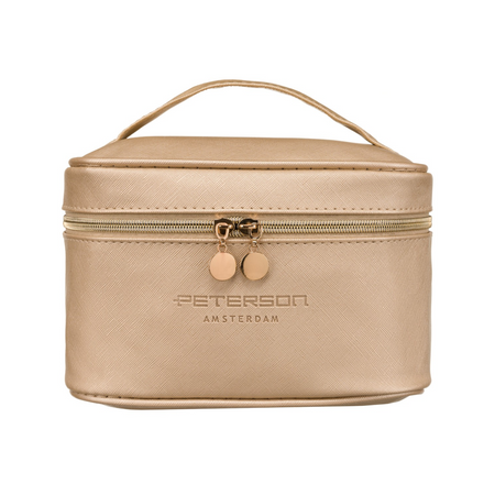 Kosmetyczka kuferek z ekoskóry w kolorze złotym - Peterson