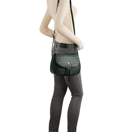 Torebka listonoszka Canaletto - elegancka skóra krokodyla w zieleni