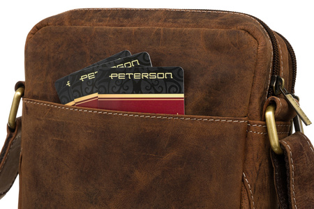 Listonoszka męska Peterson w brązowej skórze z regulowanym paskiem