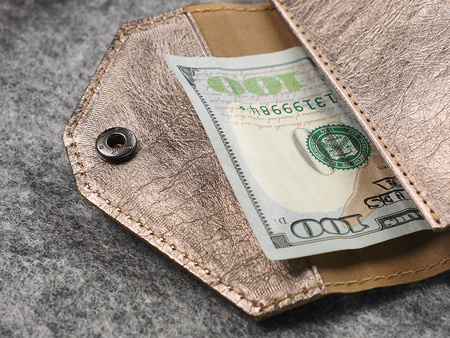 Portfel PORTER Go wykonany z wodoodpornego papieru Wash Paper szampański