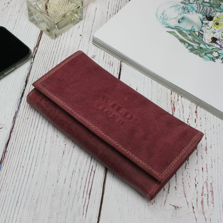 Portfel damski skóra nubuk Wild Tiger - ciemnoczerwony