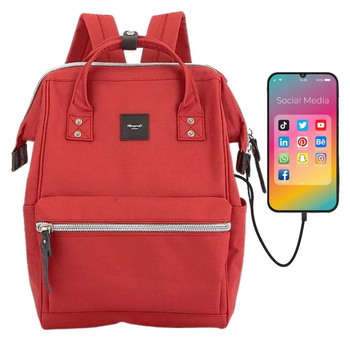 Plecak miejski na laptopa z USB - Czerwony, stylowy i funkcjonalny