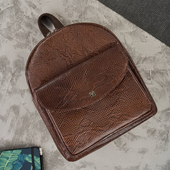 Plecak damski skórzany brązowy wężowy Paolo Peruzzi T-18-PBR