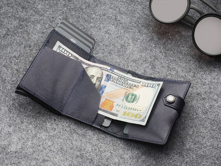 Portfel HIKER - CHIC Decor wykonany z garbowanej skóry Nomad granatowy