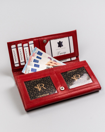 Duży skórzany portfel z systemem RFID Protect — Rovicky