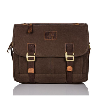 Zestaw torba na ramię i portfel męski Paolo Peruzzi brązowy