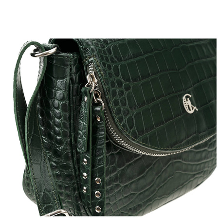 Torebka listonoszka Canaletto - elegancka skóra krokodyla w zieleni