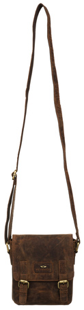 Listonoszka męska brązowa skórzana z regulowanym paskiem - Peterson