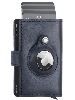 Portfel HIKER for AirTag wykonany z roślinnie garbowanej skóry Nomad granatowy