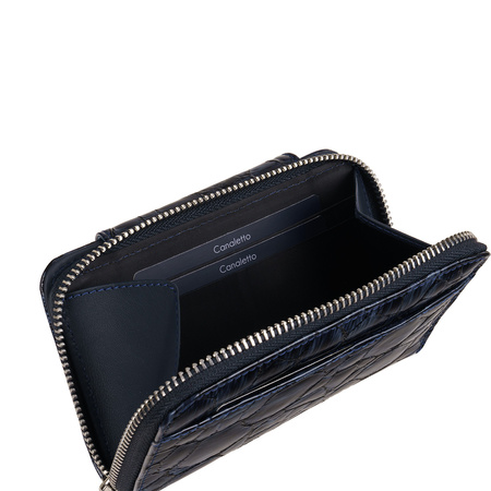 Portfel skórzany Canaletto – elegancki granatowy z ochroną RFID