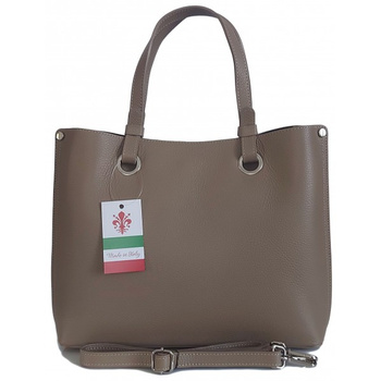 Torba Shopper Beżowa Vera Pelle z trzema komorami, A4