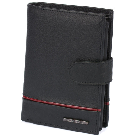 Portfel męski z lampasem Bellugio - czarno-czerwony