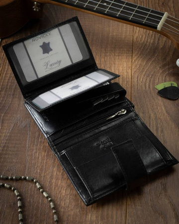 Portfel męski RFID z naturalnej skóry - 4U Cavaldi, czarny