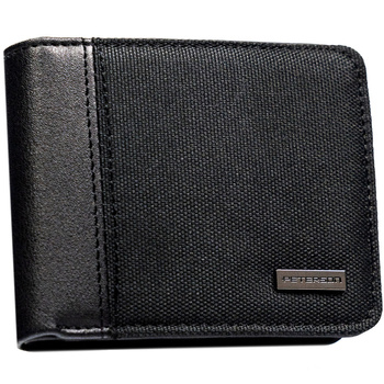 Portfel męski kompaktowy czarny ze skóry ekologicznej - Peterson
