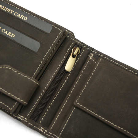 Portfel męski skóra nubuk Wild Tiger - ciemnobrązowy