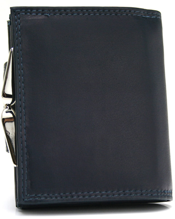 Skórzany portfel damski Bellugio - granatowo-czarny