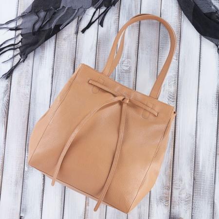 Torba shopper skórzana damska Paolo Peruzzi IN-64-CG koniakowa